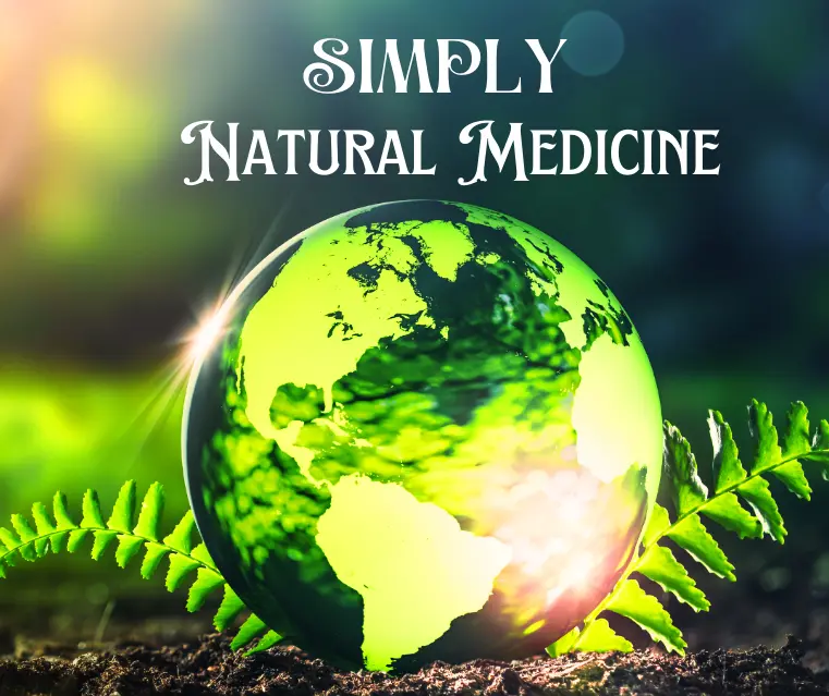 A green globe with the words simply natural medicine on it.